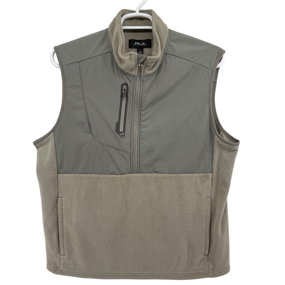 RLX Ralph Lauren Men's Fleece Vest Quarter Zip Gray Size L Large Golf Outdoors